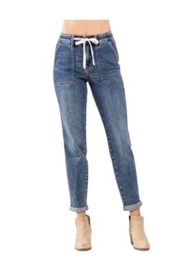 Judy Blue Joggers Light Blue Boyfriend Jeans with Drawstring look 13/31